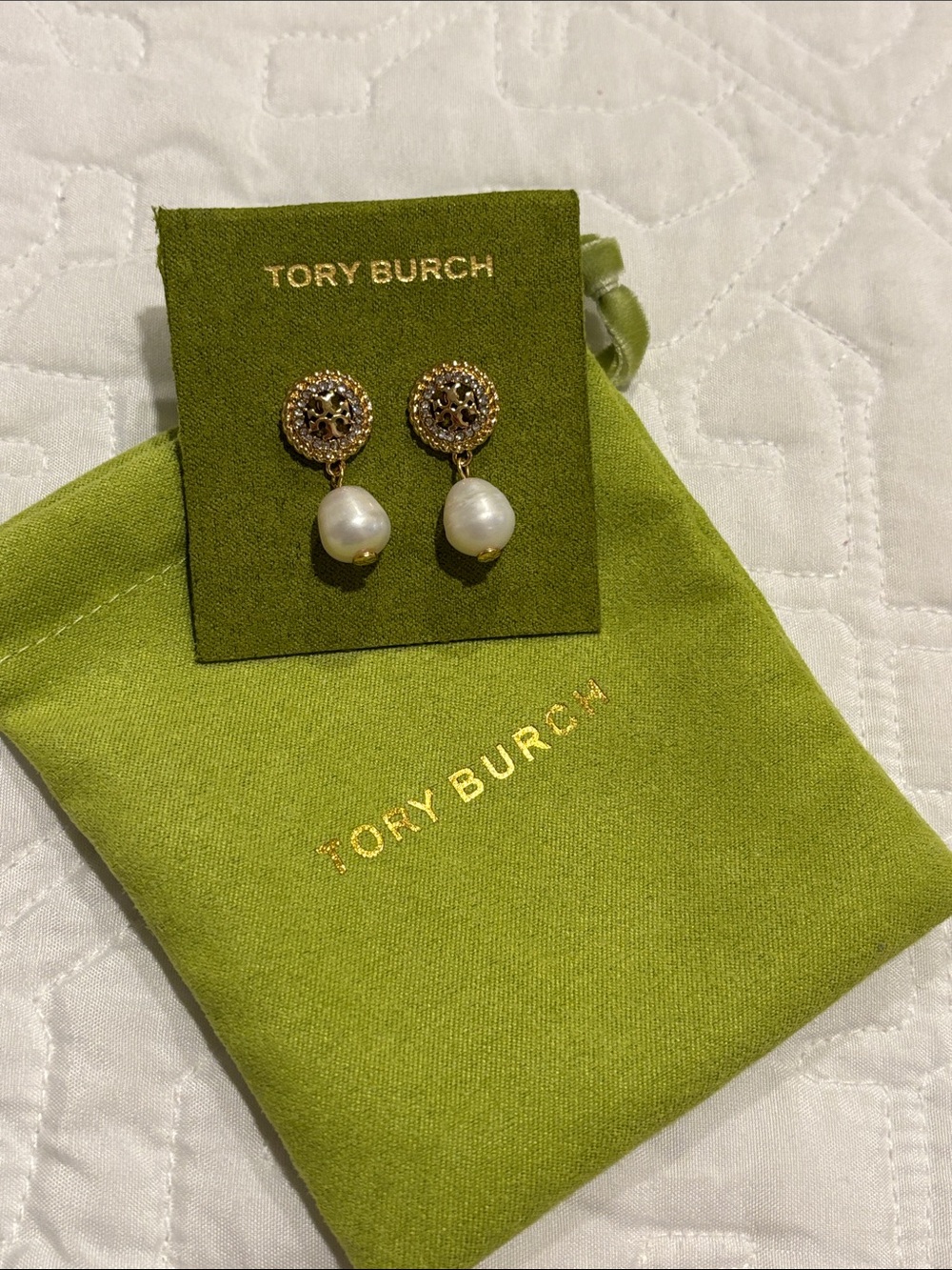 Tory Burch Rope Drop Pearl Dangle Earrings